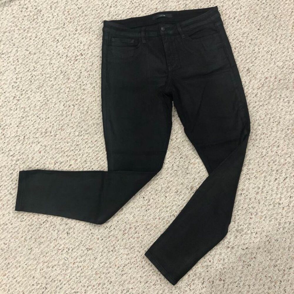 Women's Black Denim Wax Coated Joe's "The Skinny" Stretch Jeans Size 32 or 14